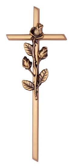 Obrázok z K01530b Krížik klasický s ružou 29,5x11,5 , bronz